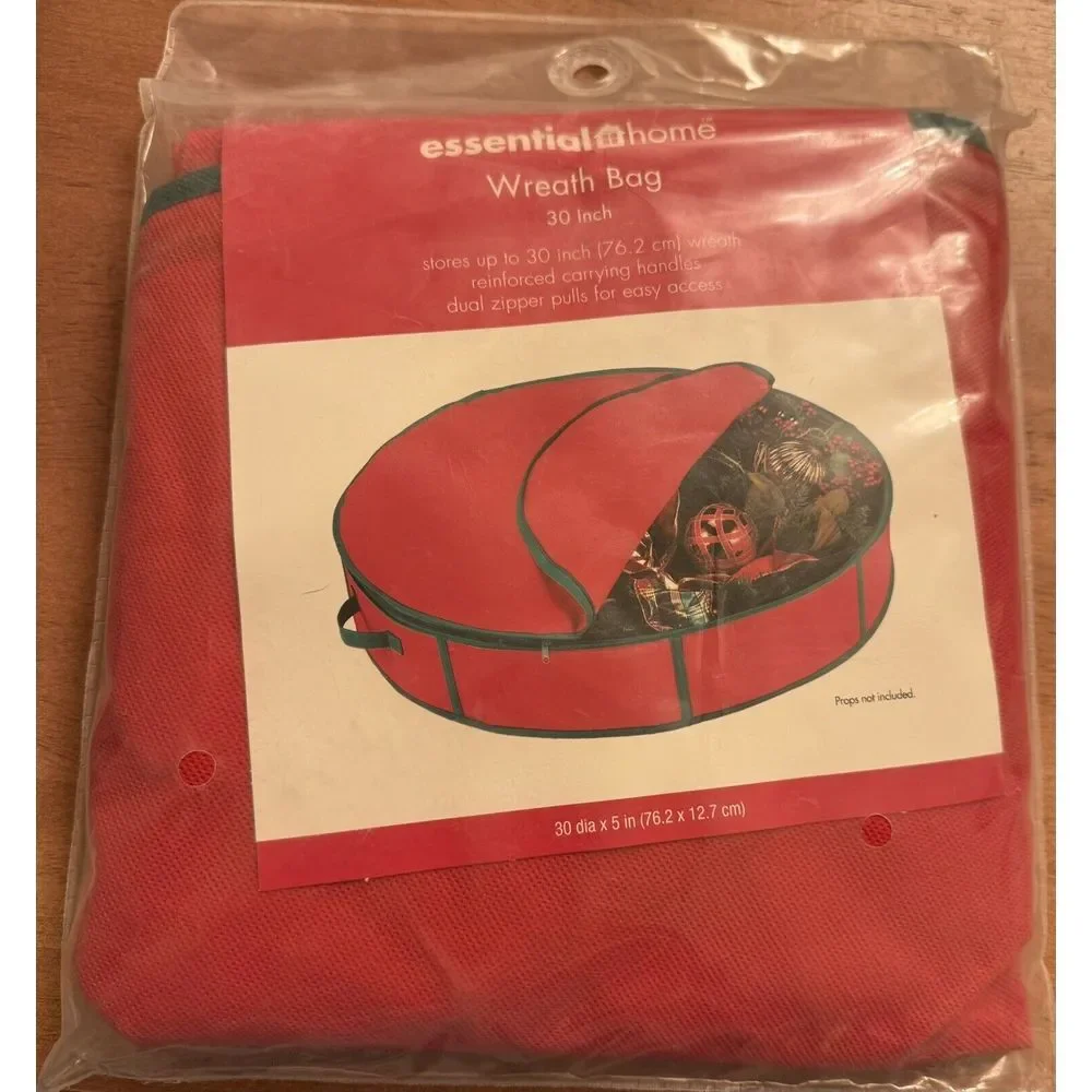 Essential‎ Home 30 in. Red w/ Green Trim Wreath Bag